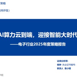 电子行业2025年度策略报告：AI算力云到端，迎接智能大时代