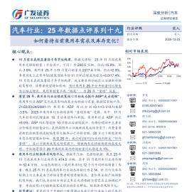 汽车行业：25年数据点评系列十九，如何看待当前乘用车需求及库存变化？