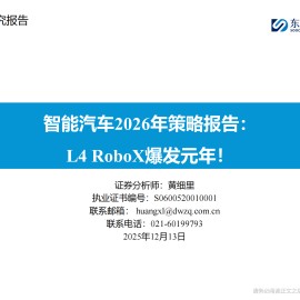 智能汽车行业2026年策略报告：L4 RoboX爆发元年！