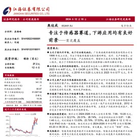 奥迪威研究报告：专注于传感器赛道，下游应用均有良好前景