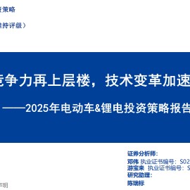 2025年电动车&锂电投资策略报告：电车竞争力再上层楼，技术变革加速进行中
