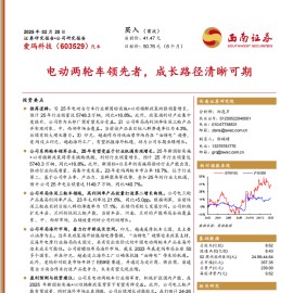 爱玛科技研究报告：电动两轮车领先者，成长路径清晰可期