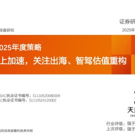 乘用车行业2025年度策略：自主向上加速，关注出海、智驾估值重构