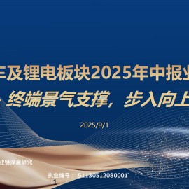 新能源车及锂电板块2025年中报业绩总结：终端景气支撑，步入向上拐点