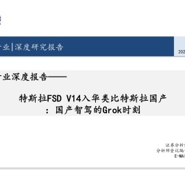 汽车行业深度报告：特斯拉FSD V14入华类比特斯拉国产，国产智驾的Grok时刻