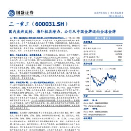 三一重工研究报告：国内底部反转、海外极具潜力，公司从中国金牌迈向全球金牌