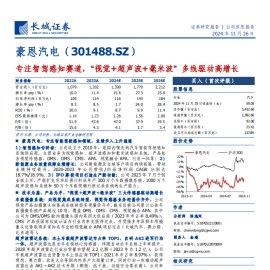 豪恩汽电研究报告：专注智驾感知赛道，“视觉+超声波+毫米波”多线驱动高增长