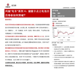 电池行业分析报告：储能卡点之电池日历寿命如何突破？