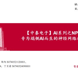 AI专题之NPU行业分析：专为端侧AI而生的神经网络加速器