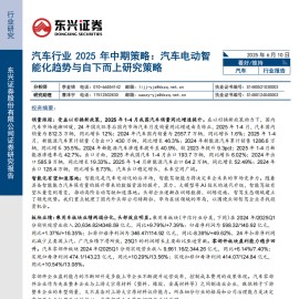 汽车行业2025年中期策略：汽车电动智能化趋势与自下而上研究策略