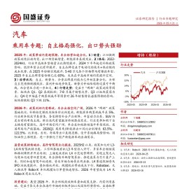 汽车行业：乘用车专题，自主格局强化，出口势头强劲
