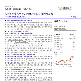 兆易创新研究报告：AI+国产替代双驱，NOR + MCU龙头再启航