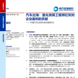 中国汽车行业全球化系列报告：汽车出海，量化测算工程师红利对企业盈利的贡献