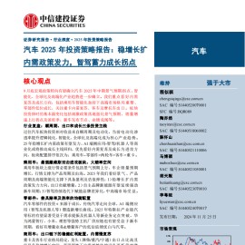 汽车行业2025年投资策略报告：稳增长扩内需政策发力，智驾蓄力成长拐点