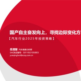汽车行业2025年投资策略：国产自主奋发向上，寻找边际变化方向