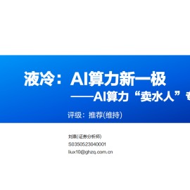 AI算力“卖水人”专题报告：液冷，AI算力新一极