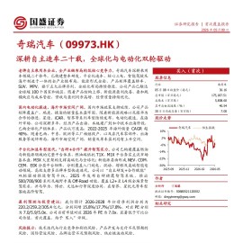 奇瑞汽车-9973.HK-深耕自主造车二十载，全球化与电动化双轮驱动