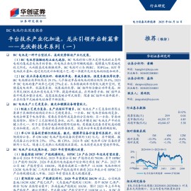 BC电池行业研究：平台技术产业化加速，龙头引领开启新篇章