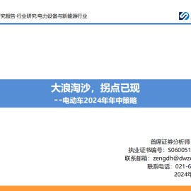 电动车行业2024年年中策略：大浪淘沙，拐点已现