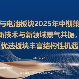 整车与电池行业板块2025年中期策略：新技术与新领域景气共振，优选板块丰富结构性机遇