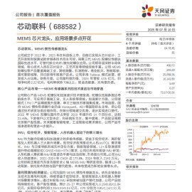 芯动联科研究报告：MEMS芯片龙头，应用场景多点开花