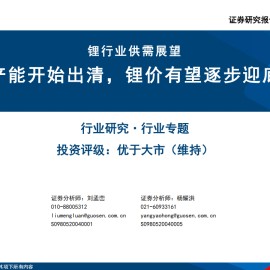 锂行业供需展望：锂资源产能开始出清，锂价有望逐步迎底部反转