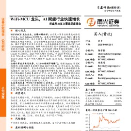 乐鑫科技研究报告：WiFi-MCU龙头，AI赋能行业快速增长