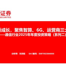 通信行业2025年年度投资策略：科赋新成长，聚焦智算、6G、运营商三大主线