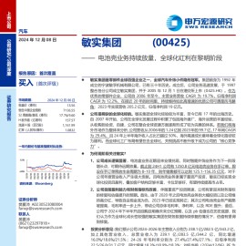 敏实集团研究报告：电池壳业务持续放量，全球化红利在黎明阶段