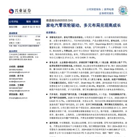 德昌股份研究报告：家电汽零双轮驱动，多元布局兑现高成长