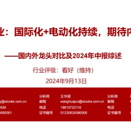 叉车行业国内外龙头对比及2024年中报综述：国际化+电动化持续，期待内需复苏