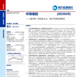 中策橡胶-603049-国内第一的轮胎企业，海外布局持续推进