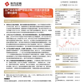 上汽集团研究报告：从产品出海到产业链出海，打造大自主第二增长曲线