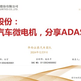 恒帅股份研究报告：精研汽车微电机，分享ADAS红利