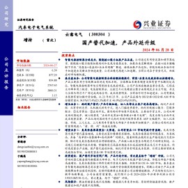 云意电气研究报告：国产替代加速，产品外延