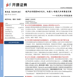 奥迪威研究报告：超声波传感器细分龙头，机器人+智能汽车新赛道突围