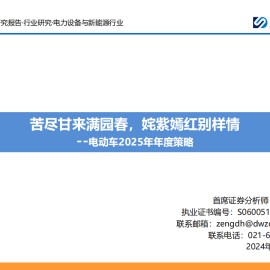 电动车行业2025年年度策略：苦尽甘来满园春，姹紫嫣红别样情