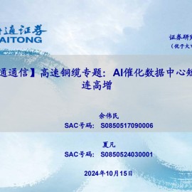 通信行业高速铜缆专题：AI催化数据中心短距互连高增