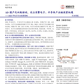 2025年电子行业投资策略：AI+国产化双轮驱动，关注消费电子、半导体产业链投资机遇