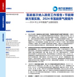 2024年上半年氢能产业跟踪报告：氢能首次纳入政府工作报告+节能降碳方案实施，2024年氢能景气度提升