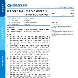 重庆新能源汽车产业集群专题报告：汽车之城再出发，机器人产业前瞻布局