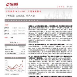 小米集团研究报告：生态共赢，模式可期