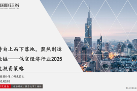 低空经济行业2025年度投资策略：期待自上而下落地，聚焦制造产业链