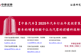 2025年汽车行业年度投资策略：整车的增量份额卡位与汽零的前瞻科技转型