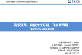 电动车行业2026年年度策略：需求强劲，价格弹性可期，开启新周期