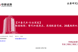 汽车行业轮胎框架：替代加速拐点、高端配套突破，26戴维斯双击之年