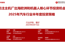 2025年汽车行业半年度投资策略：关注主机厂出海欧洲和机器人核心环节投资机会