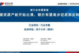 锂行业供需展望：锂资源产能开始出清，锂价有望逐步迎底部反转