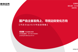 汽车行业2025年投资策略：国产自主奋发向上，寻找边际变化方向