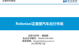 汽车行业分析：Robotaxi正重塑汽车出行市场